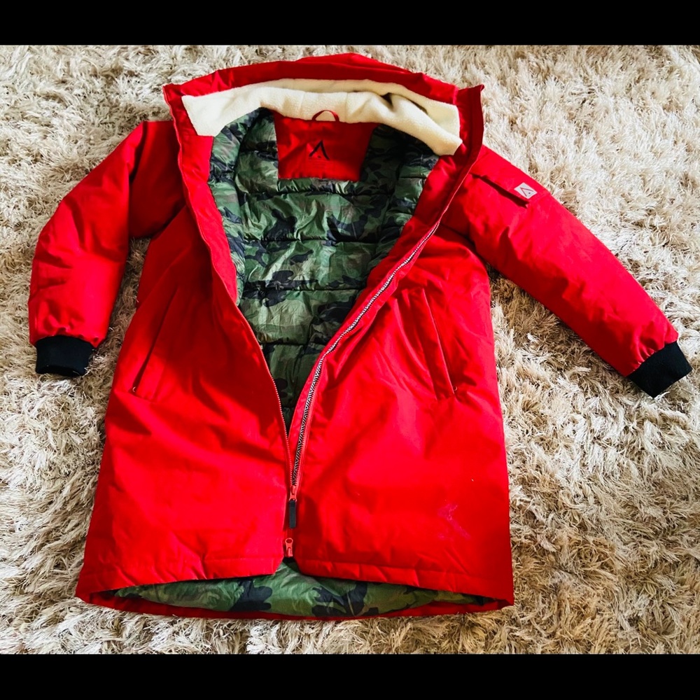 WearColour Women's Long Snow Jacket Red - XL